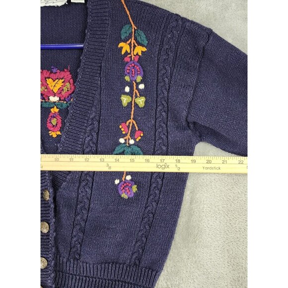 Autograph American Clothing Sweater Womens Medium Blue Floral Button Up Cradigan - Picture 4 of 10